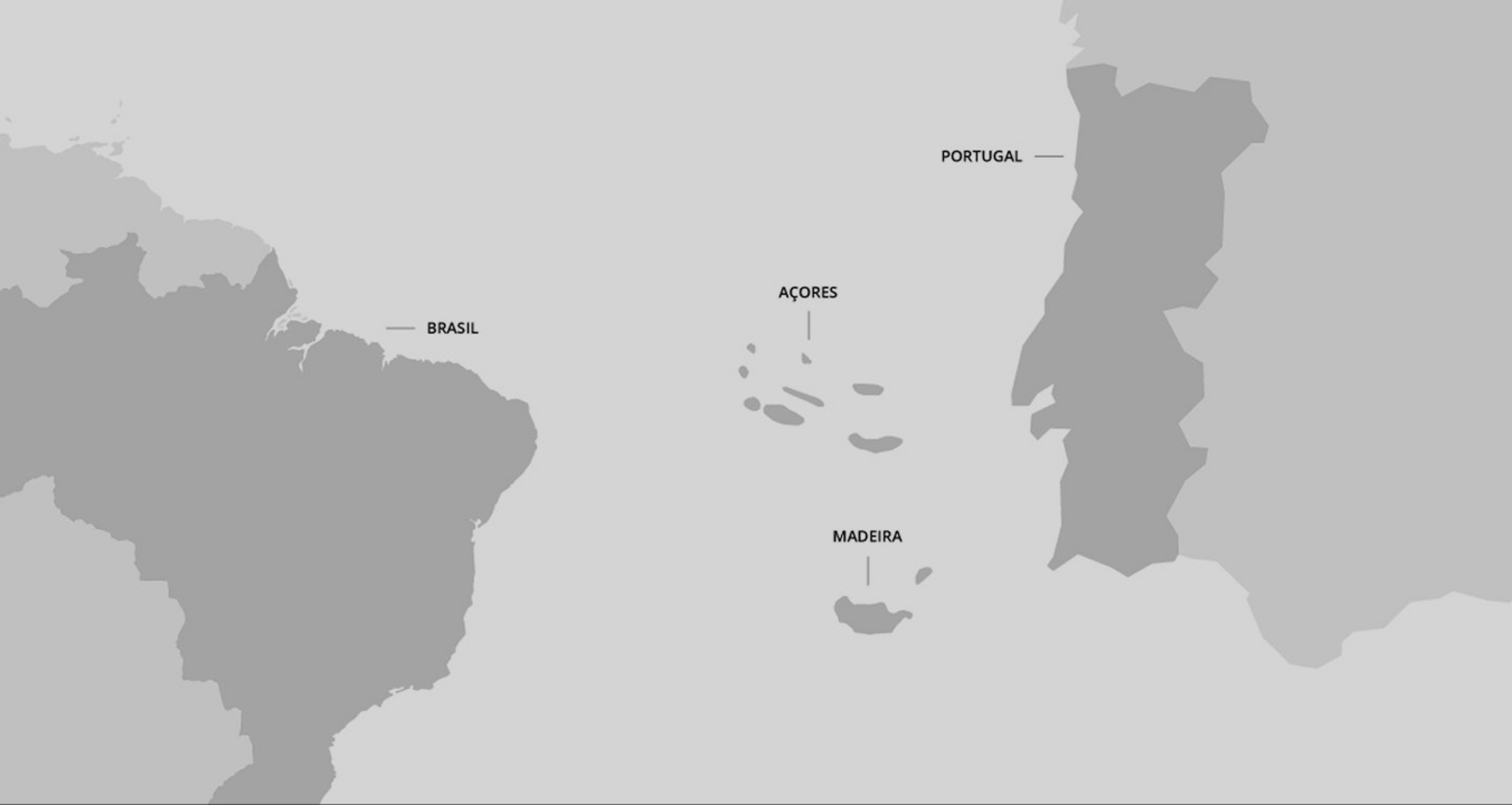 Atlantic Map — Portugal, Azores, Madeira, Brazil